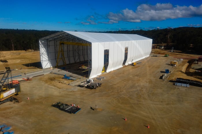 image of completed pre-cast fabric building