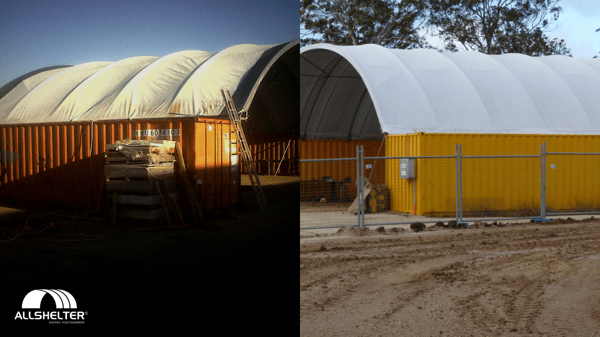 Image of a poorly tensioned shelter vs a well tensioned shelter